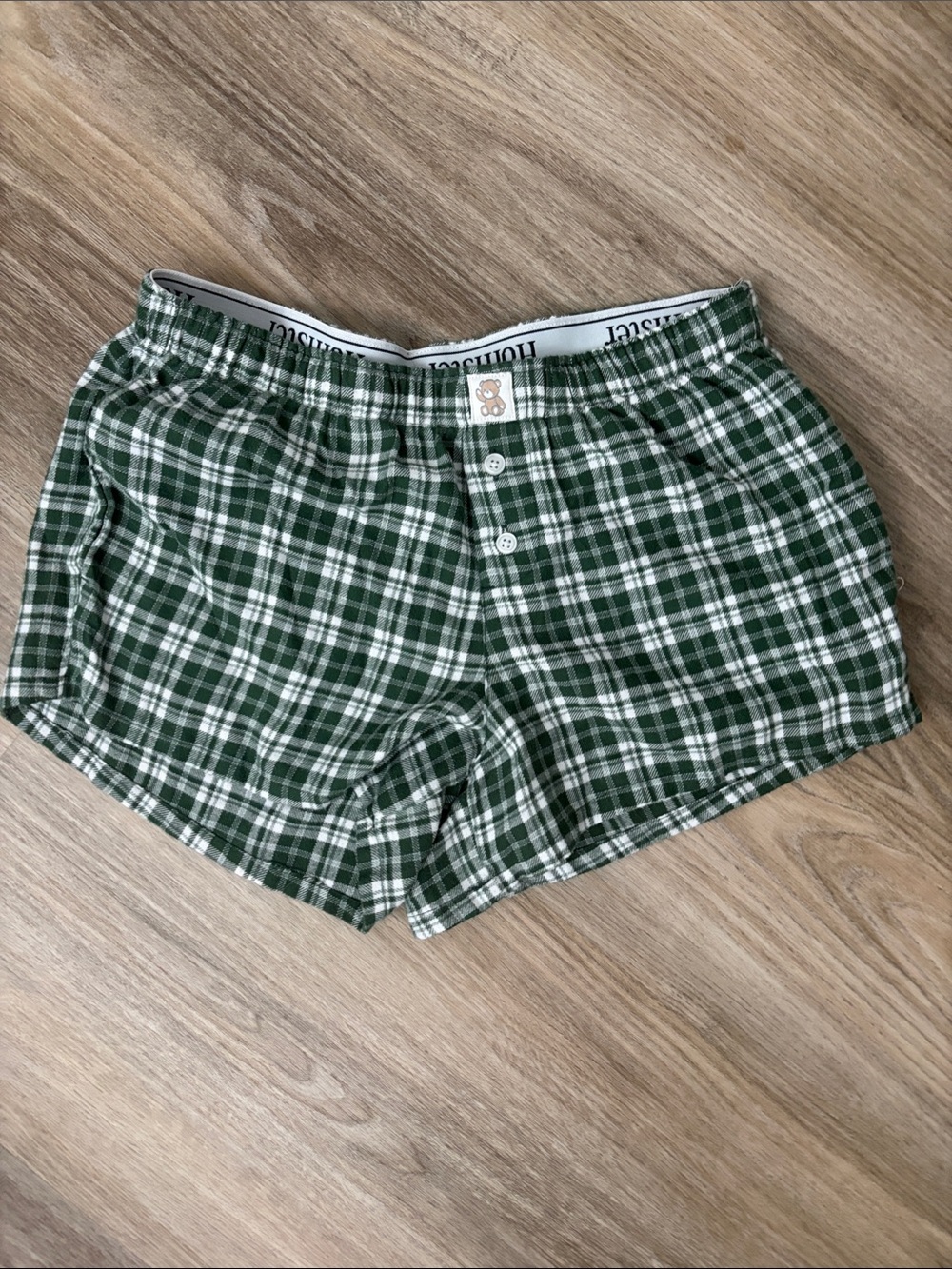 Hollister Green and White Plaid Lounge Shorts